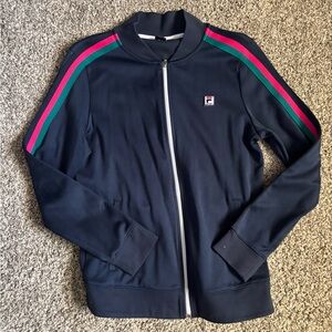 Fila Dark Blue Track Jacket with Vibrant Stripes